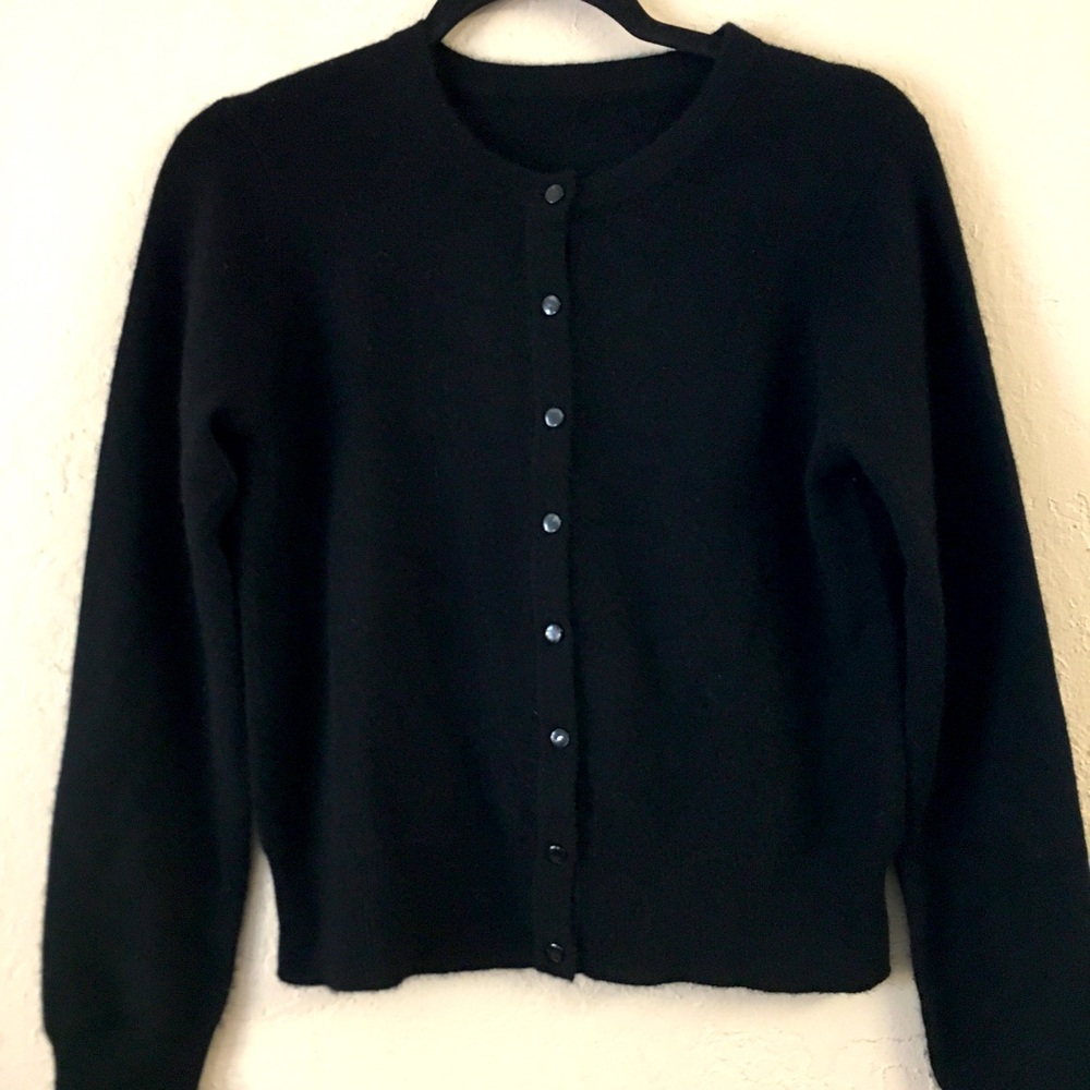 100% Cashmere Cardigan Sweater Small Black Unbranded Fall Soft Cozy Stretch